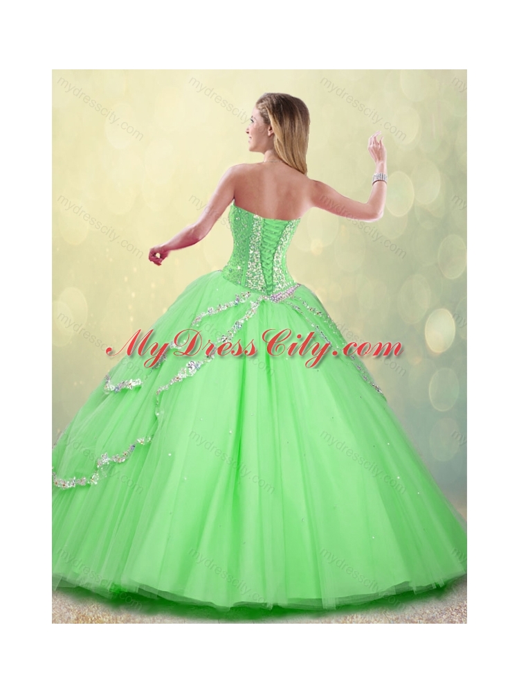 Fashionable Floor Length Beading Sweet 16 Dresses for Spring