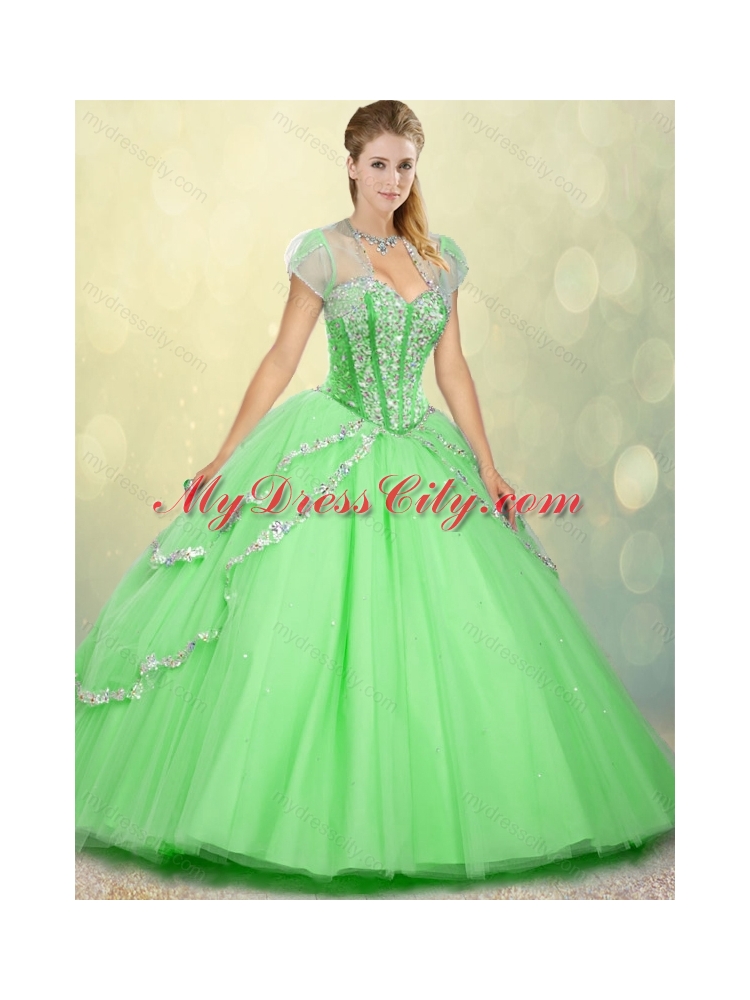 Fashionable Floor Length Beading Sweet 16 Dresses for Spring