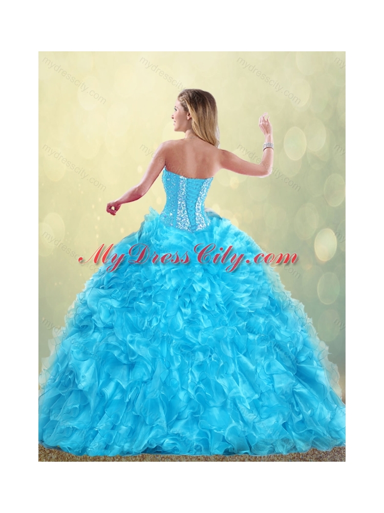 Latest Aqua Blue Detachable Quinceanera Dresses with Beading