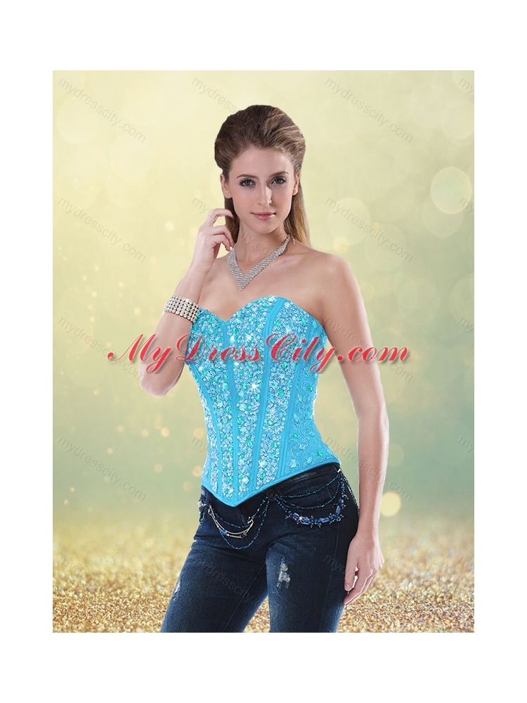 Latest Aqua Blue Detachable Quinceanera Dresses with Beading