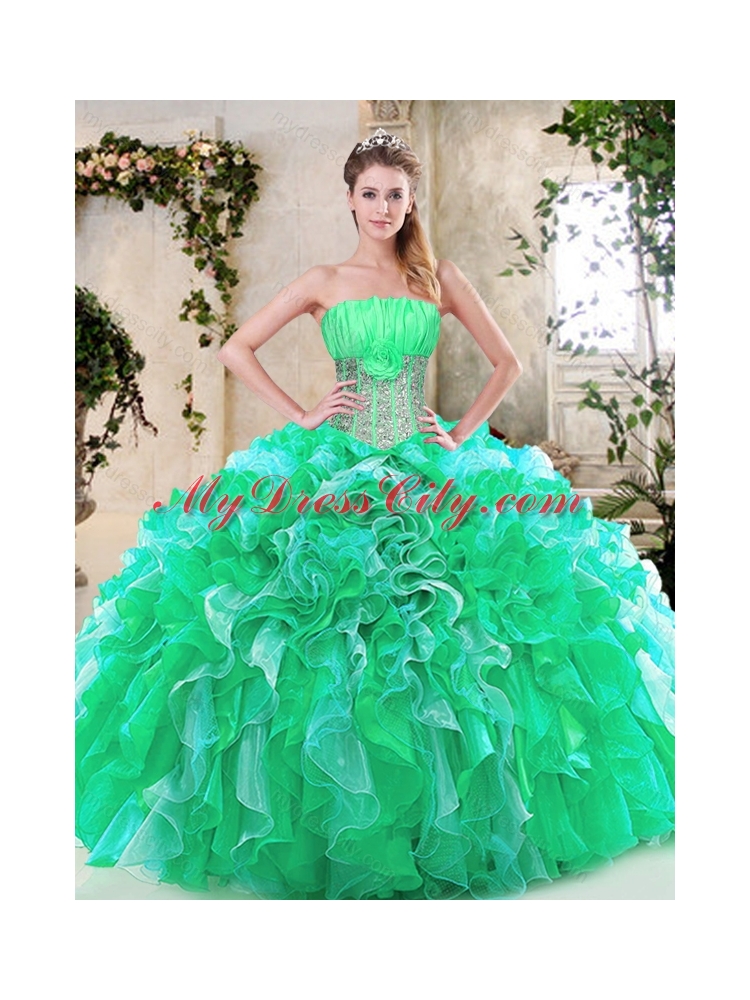 Luxurious Strapless Quinceanera Dresses with Sequins and Ruffles