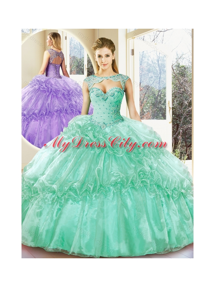 Popular Turquoise Sweetheart Quinceanera Dresses with Beading