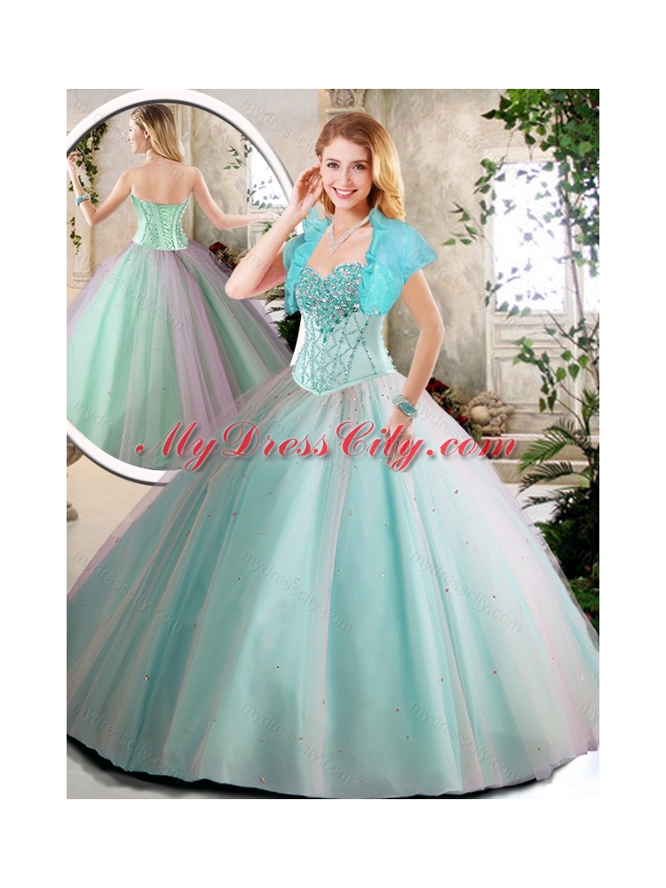 Elegant Aqua Blue Quinceanera Dresses with Beading