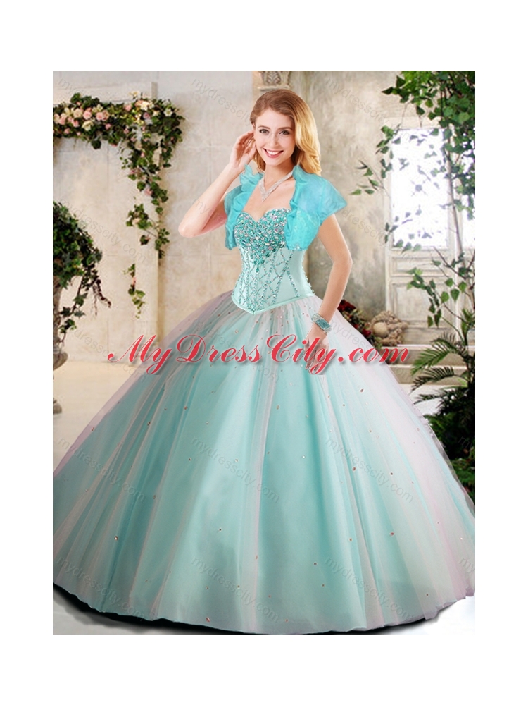 Elegant Aqua Blue Quinceanera Dresses with Beading