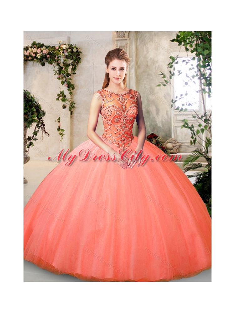 Inexpensive Bateau and Beading Quinceanera Dresses