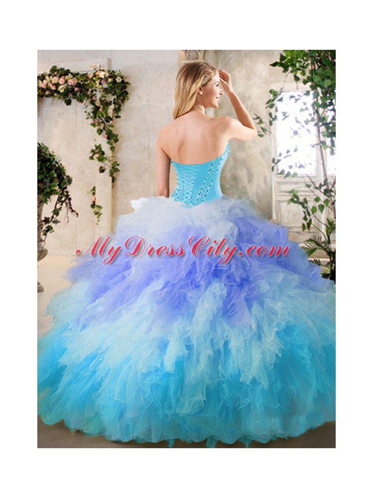 Latest Beading and Ruffles Quinceanera Gowns in Multi Color