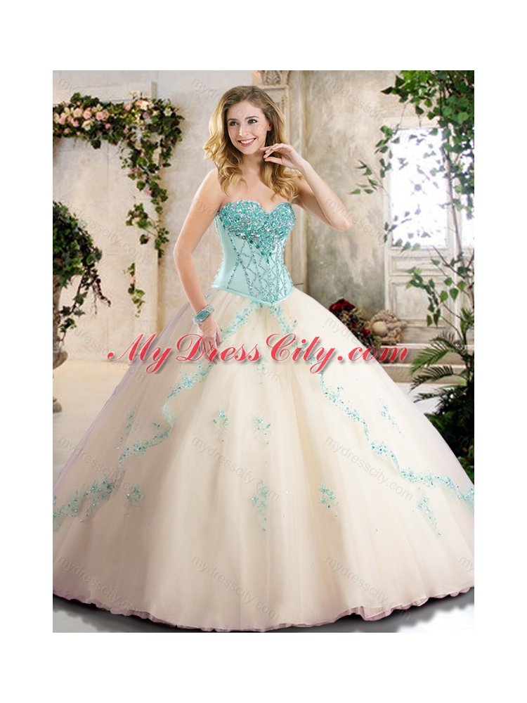 Latest Champagne Quinceanera Gowns with Appliques