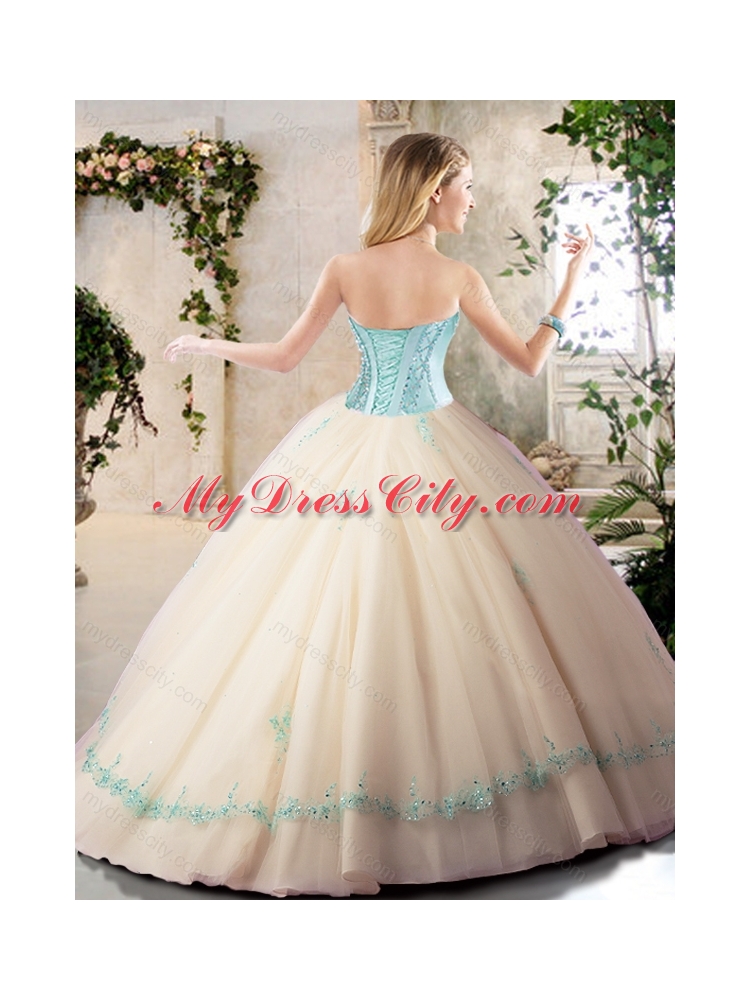 Latest Champagne Quinceanera Gowns with Appliques