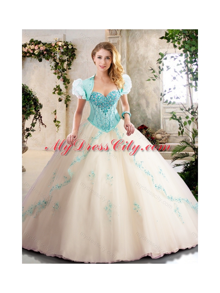 Latest Champagne Quinceanera Gowns with Appliques