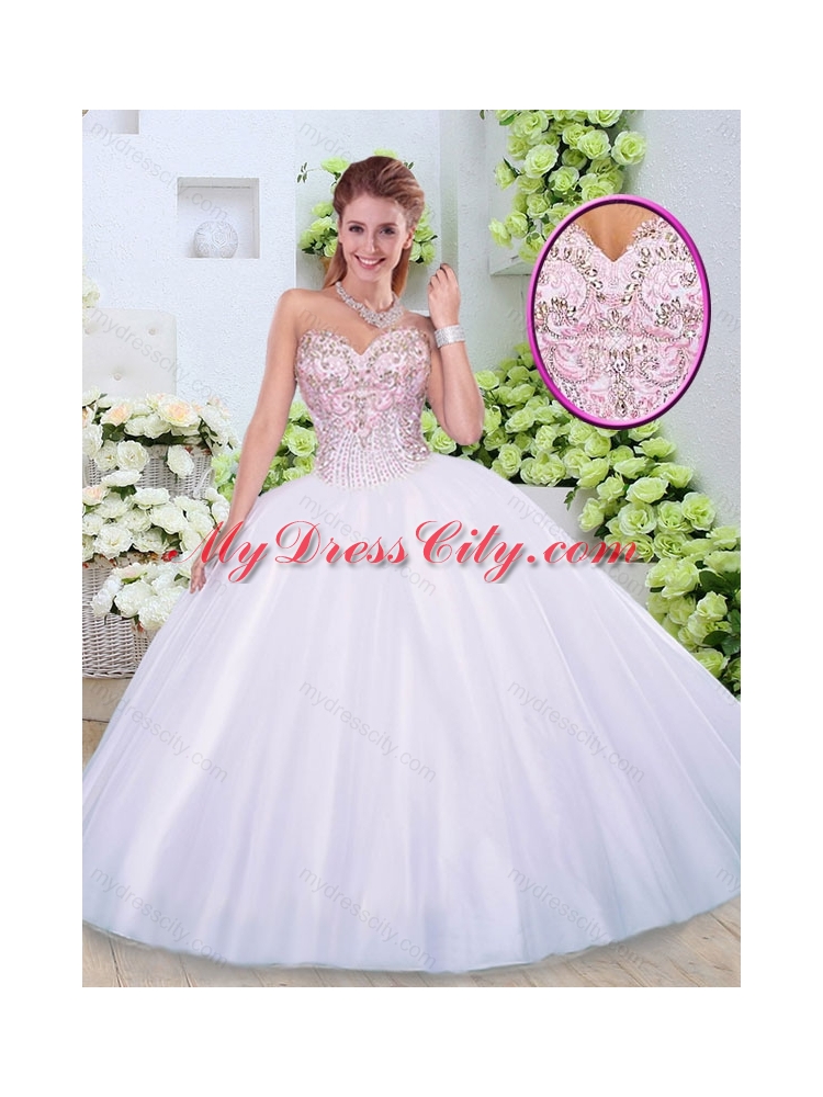 Luxurious Sweetheart Beading Quinceanera Dresses in White