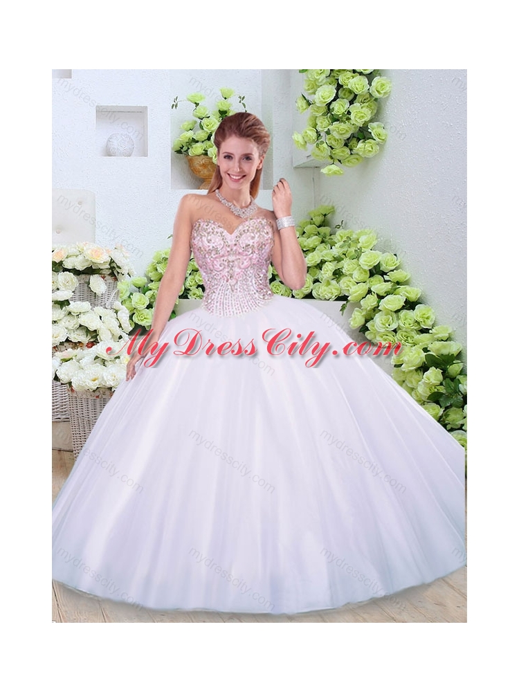 Luxurious Sweetheart Beading Quinceanera Dresses in White