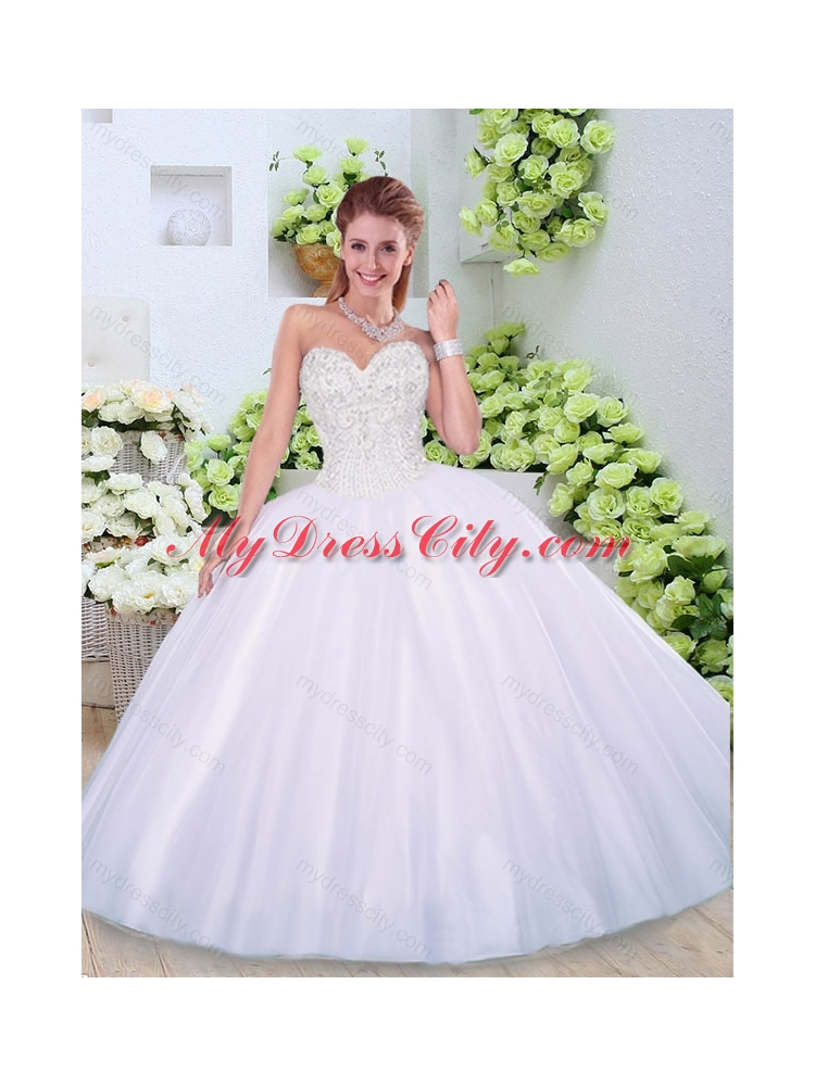 Luxurious Sweetheart Beading Quinceanera Dresses in White