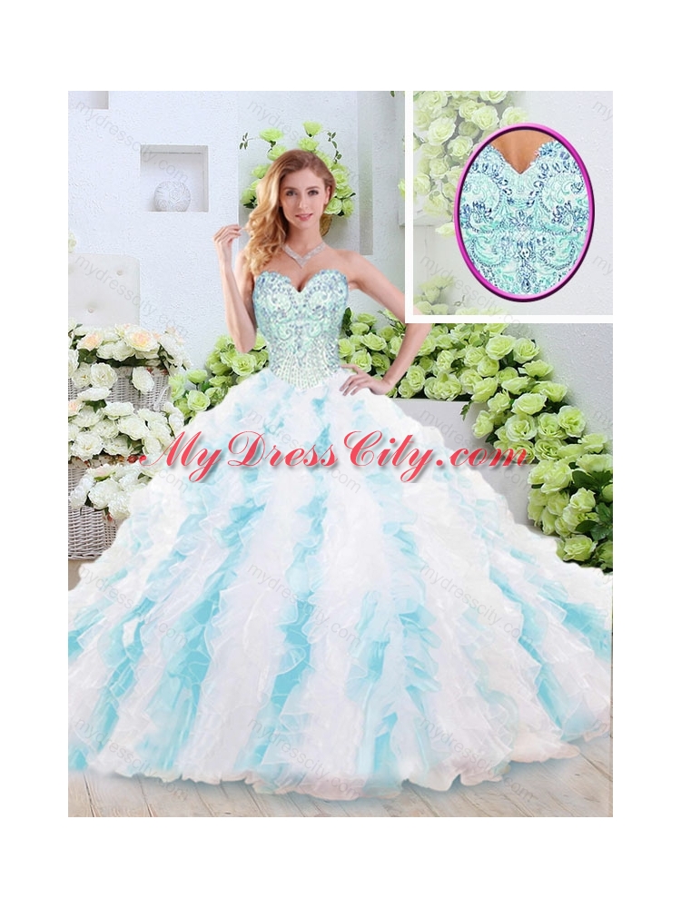 Popular Beading and Ruffles Quinceanera Dresses with Brush Train