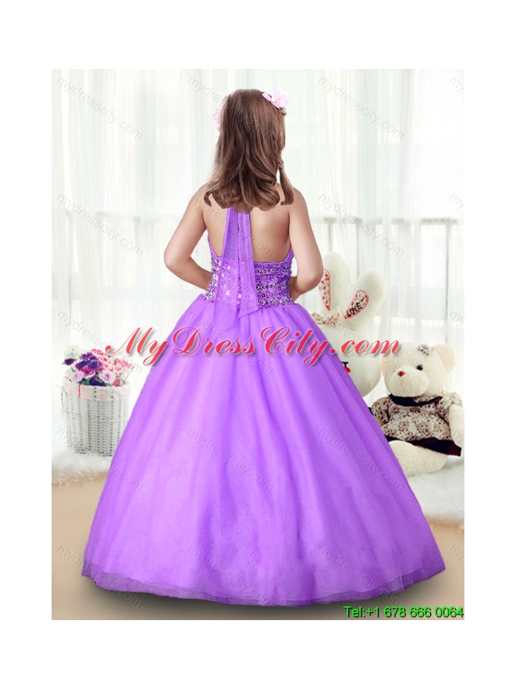 Latest Halter Top Little Girl Pageant Gowns with Beading