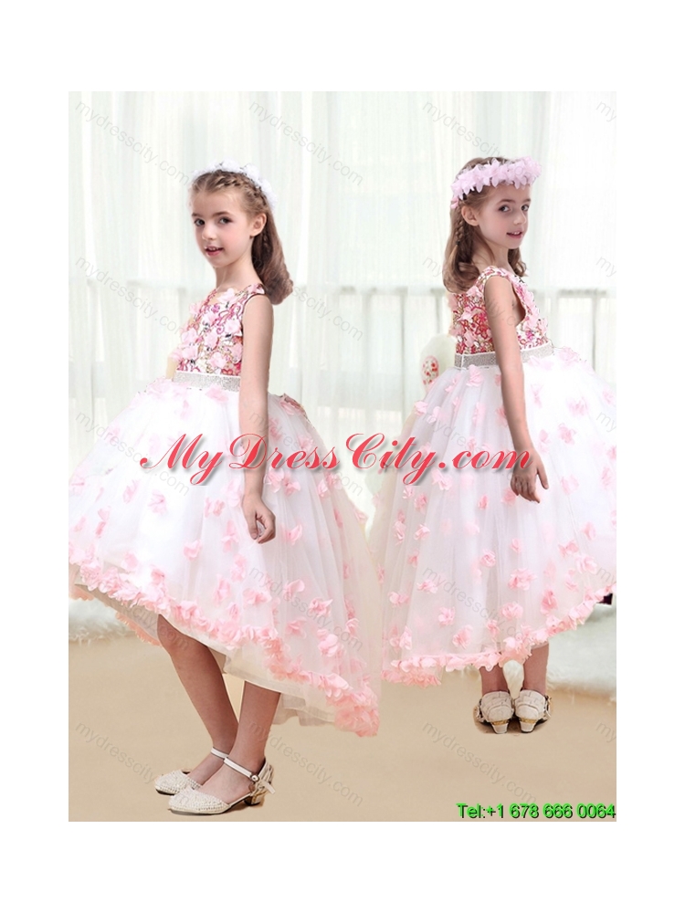 Latest  High Low Flower Girl Dresses with Appliques