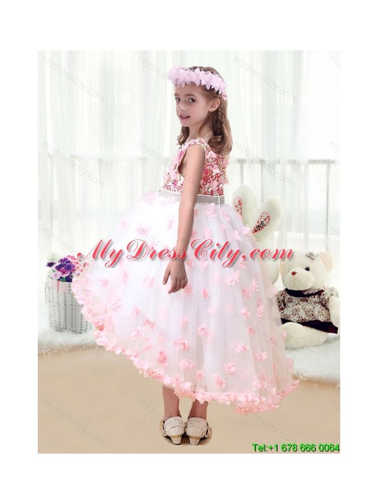 Latest  High Low Flower Girl Dresses with Appliques