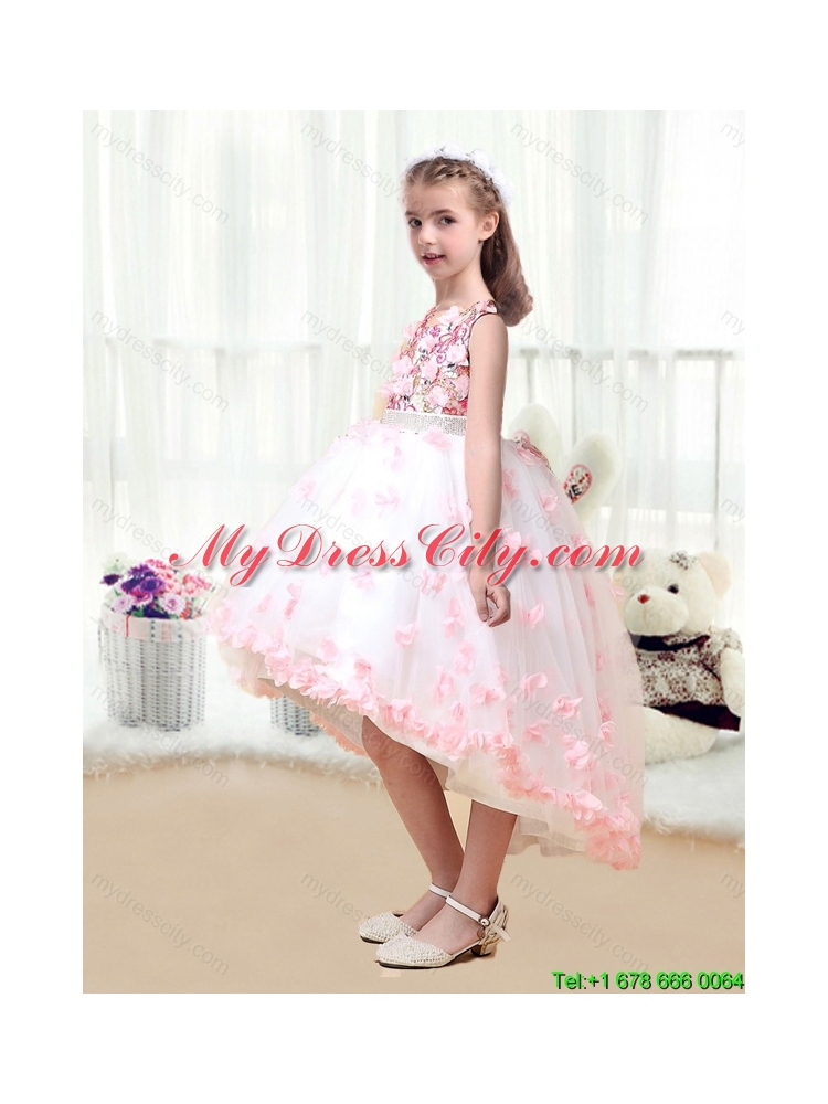 Latest  High Low Flower Girl Dresses with Appliques