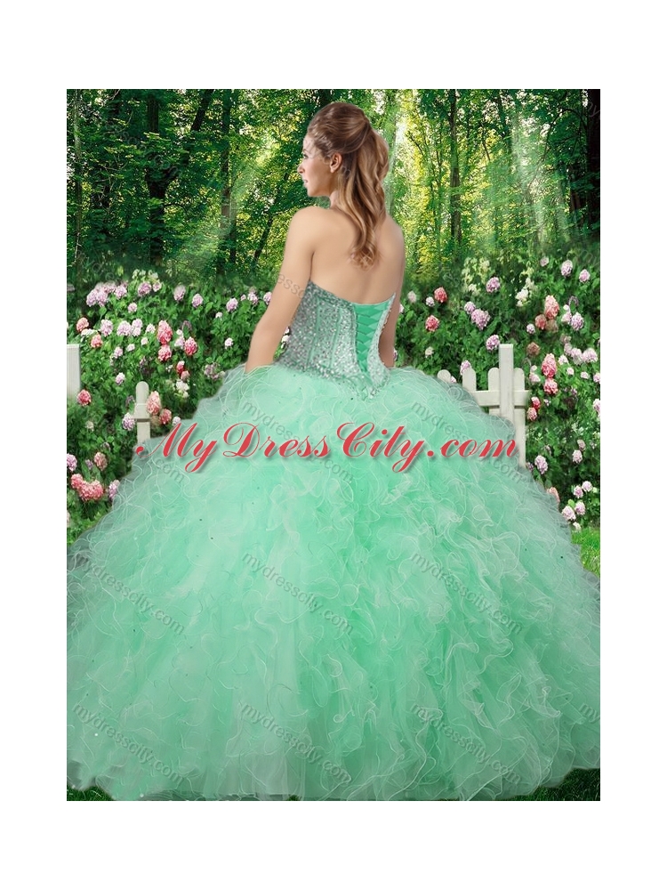 Champagne Gorgeous Sweetheart 2016 Quinceanera Dresses with Beading and Ruffles