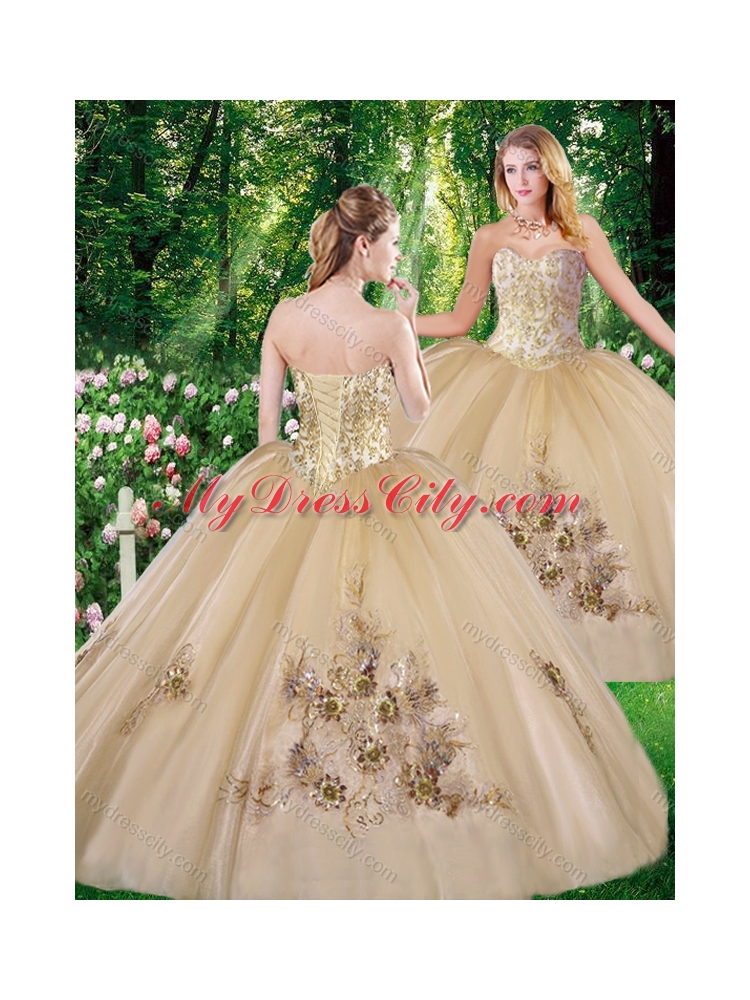 Champagne Perfect Ball Gown Beading Quinceanera Dresses with for all