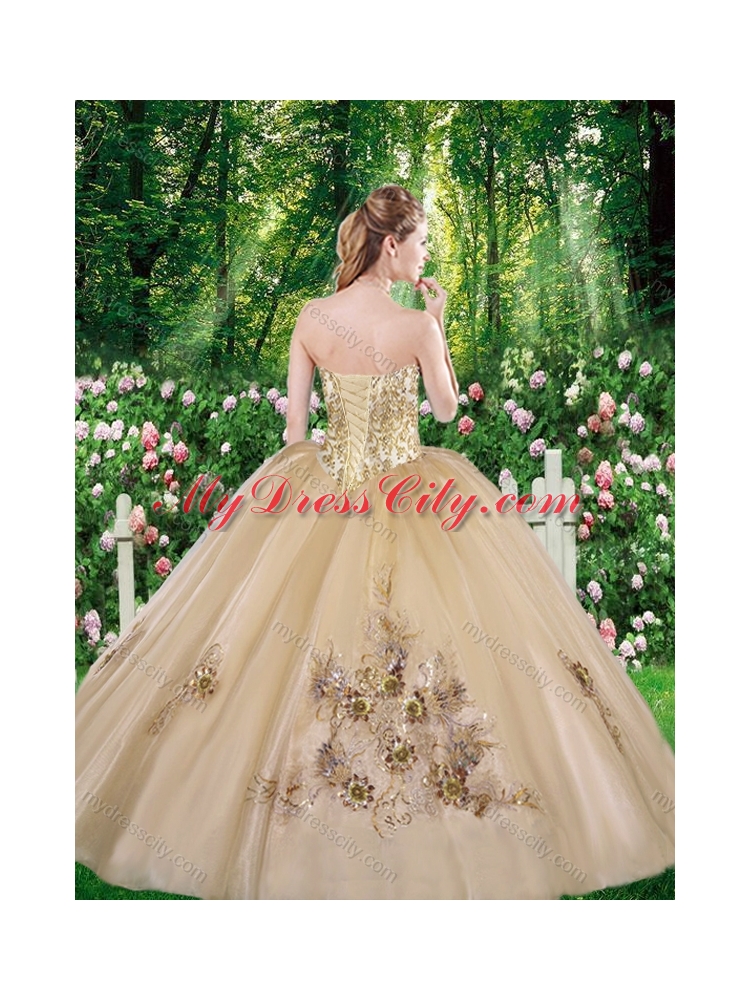 Champagne Perfect Ball Gown Beading Quinceanera Dresses with for all