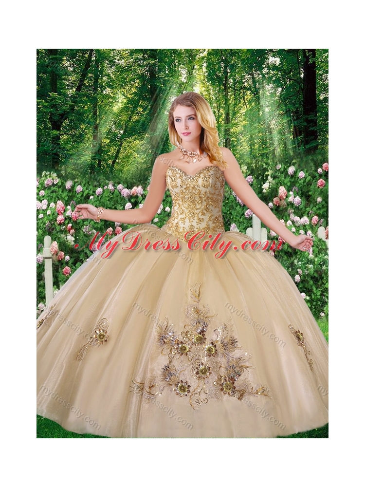 Champagne Perfect Ball Gown Beading Quinceanera Dresses with for all