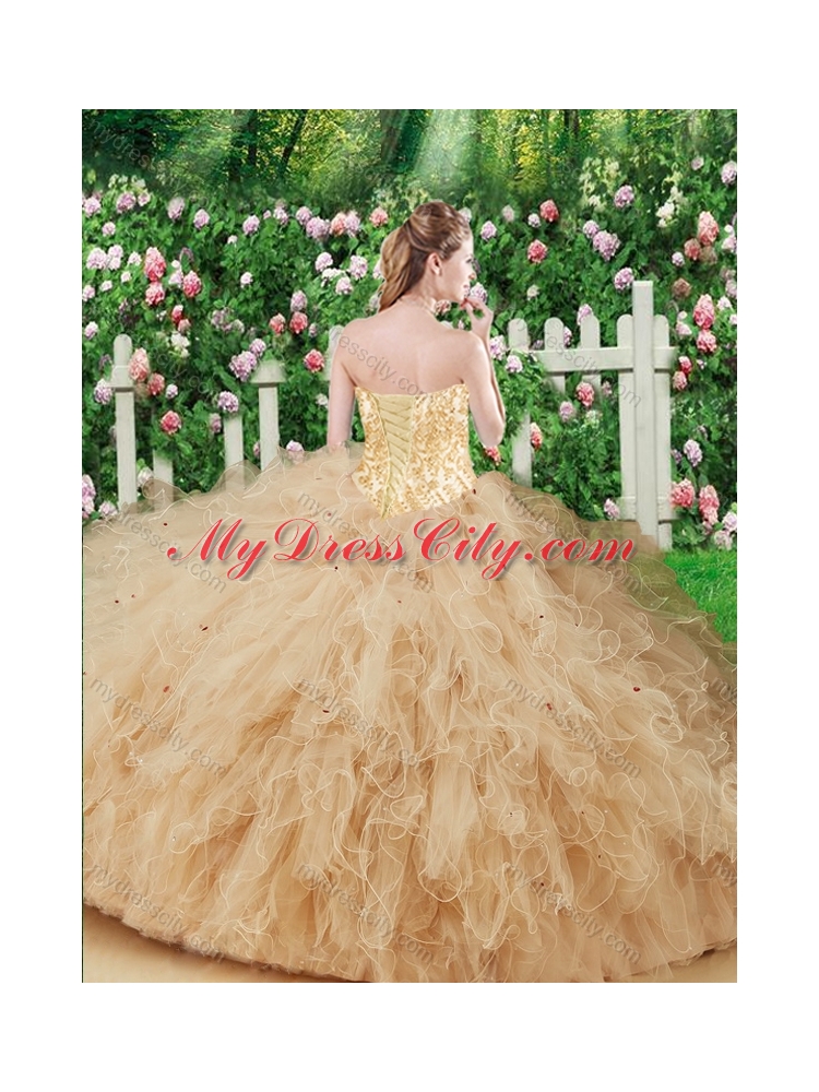 Luxurious Sweetheart Beading Quinceanera Dresses in Champagne