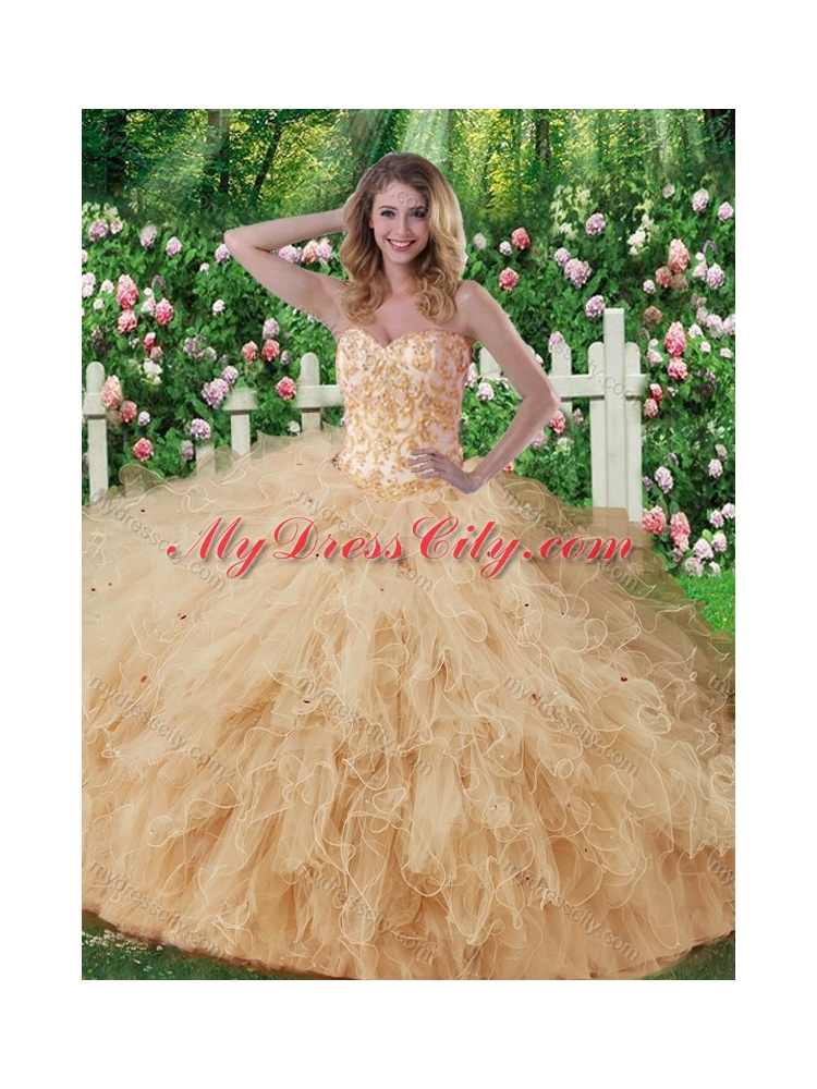 Luxurious Sweetheart Beading Quinceanera Dresses in Champagne