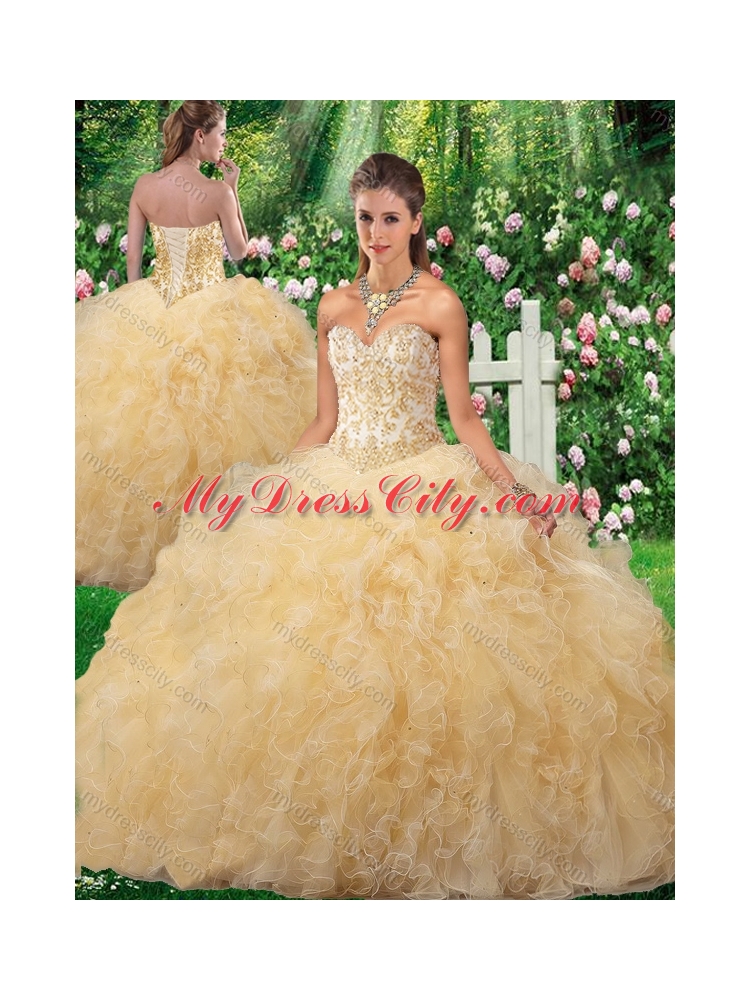 Cheap Champagne Ball Gown 2016 Quinceanera Gowns