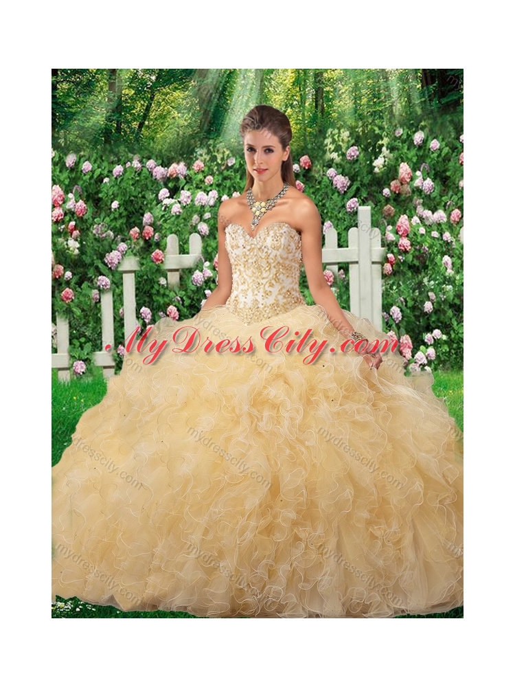 Cheap Champagne Ball Gown 2016 Quinceanera Gowns