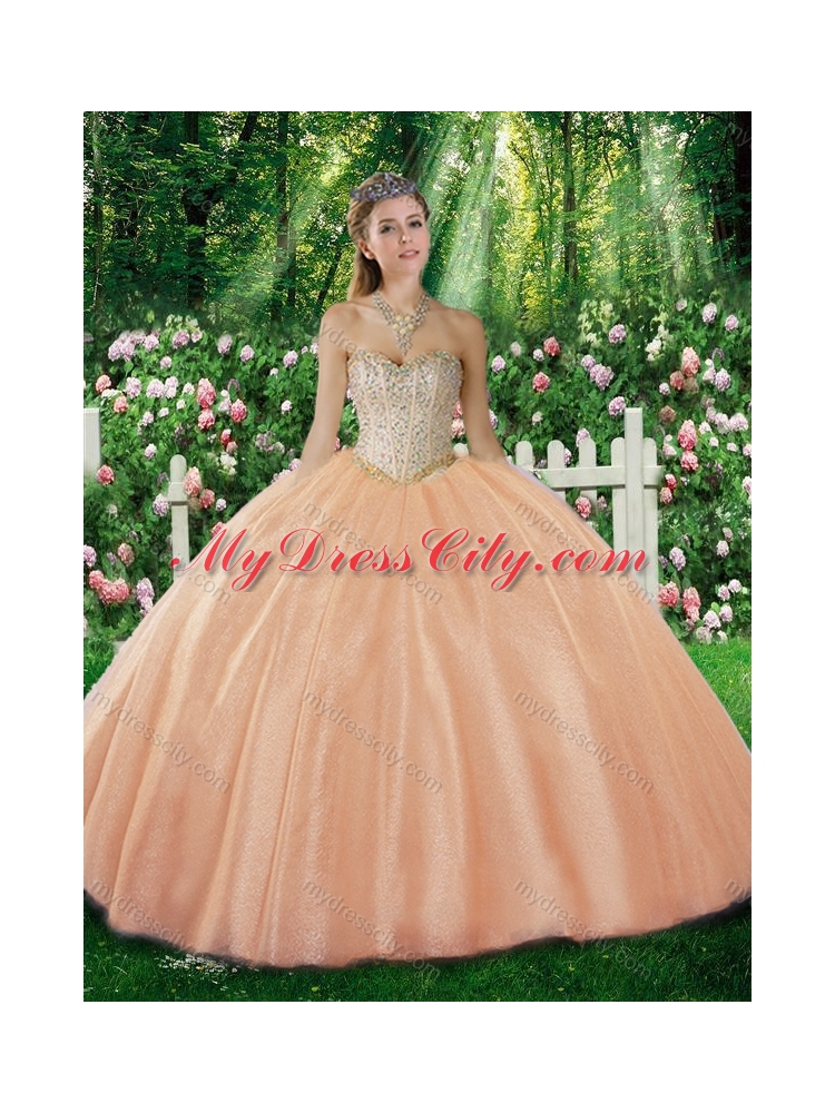 Cheap Champagne Ball Gown Sweetheart Beading  Sweet 16 Dresses