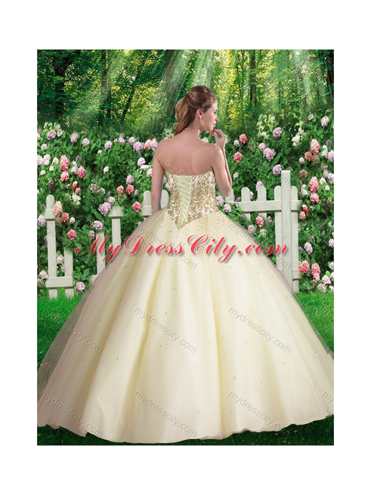 Cheap Champagne Ball Gown Sweetheart Quinceanera Dresses