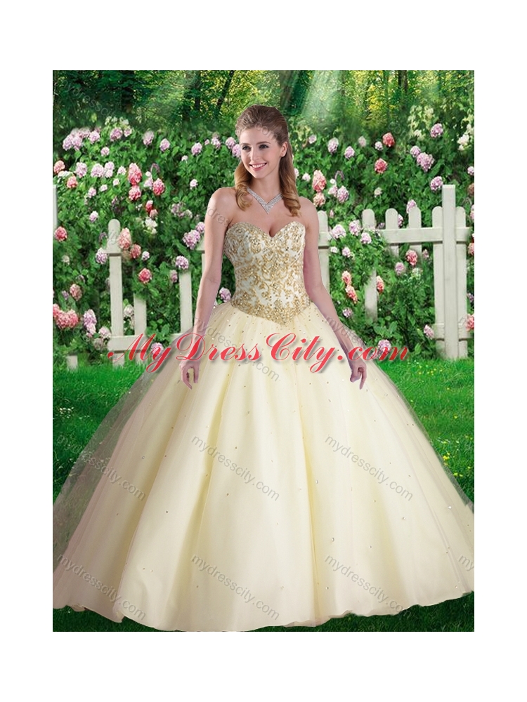 Cheap Champagne Ball Gown Sweetheart Quinceanera Dresses