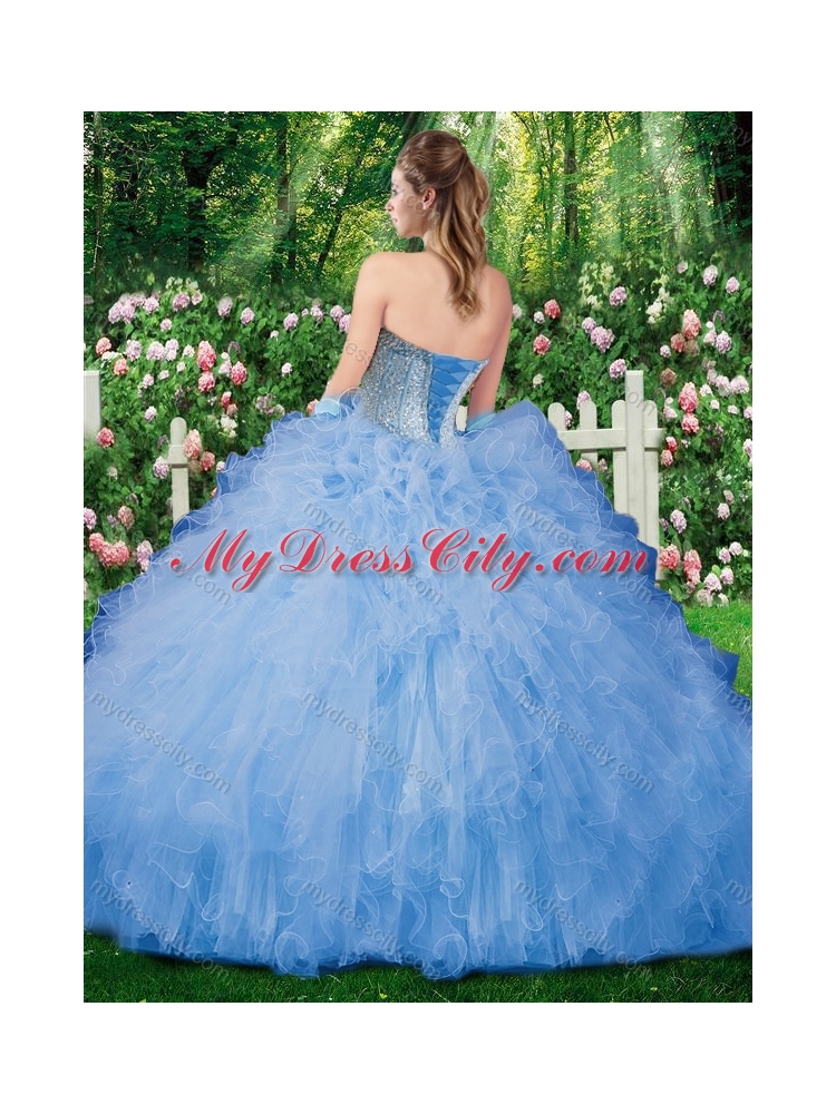 Pretty Champagne  Ball Gown Quinceanera Dresses with Beading for 2016