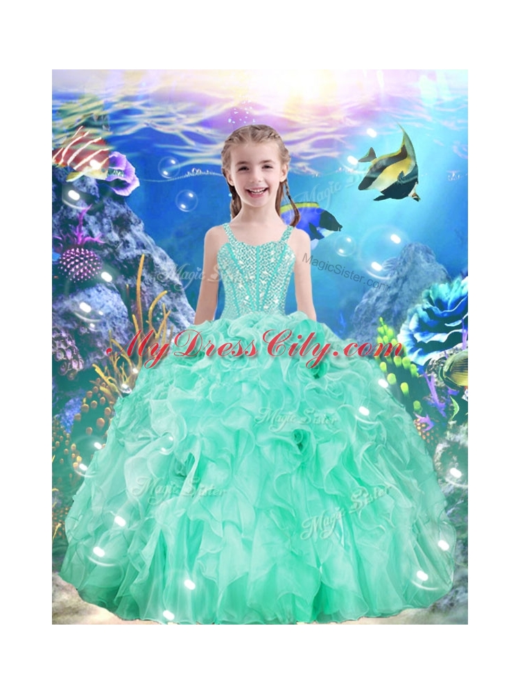 Beautiful Ball Gowns Straps 2016 Little Girl Pageant Dresses with Beading