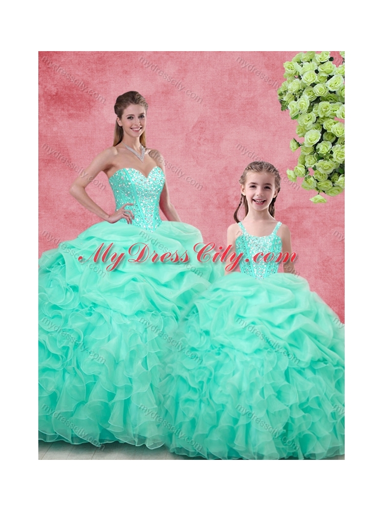 Gorgeous Ball Gown Beading Princesita with Quinceanera Dress in Apple Green for 2016