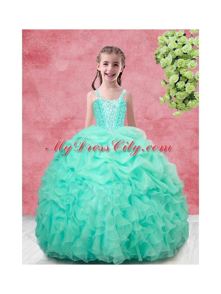 Gorgeous Ball Gown Beading Princesita with Quinceanera Dress in Apple Green for 2016