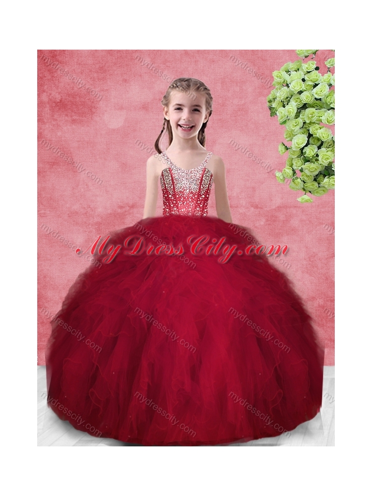 Hot Sale Wine Red Princesita with Quinceanera Dress with Beading and Ruffles