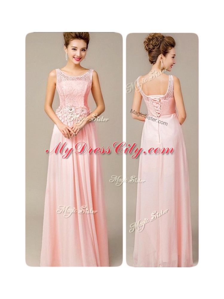 Beautiful Scoop Empire Prom Dresses with Appliques and Lace