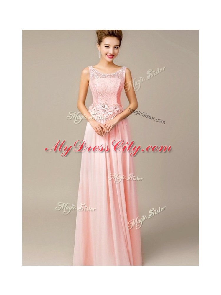 Beautiful Scoop Empire Prom Dresses with Appliques and Lace