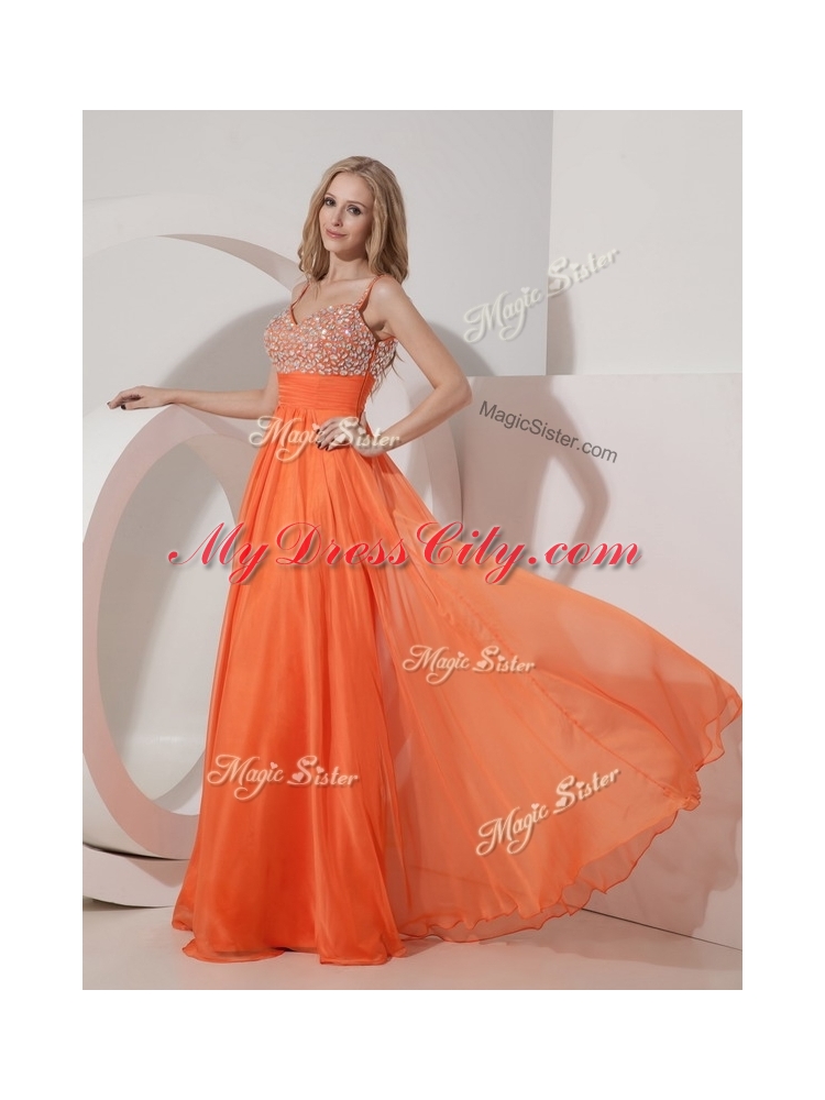 Classical Empire Spaghetti Straps Beading Prom Dress