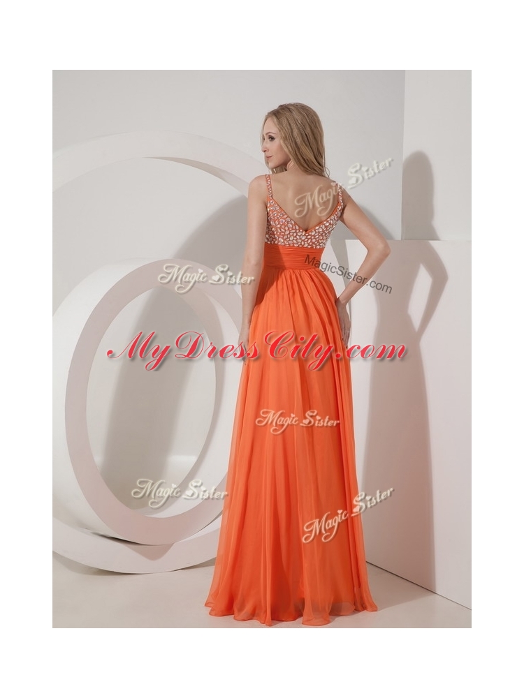 Classical Empire Spaghetti Straps Beading Prom Dress