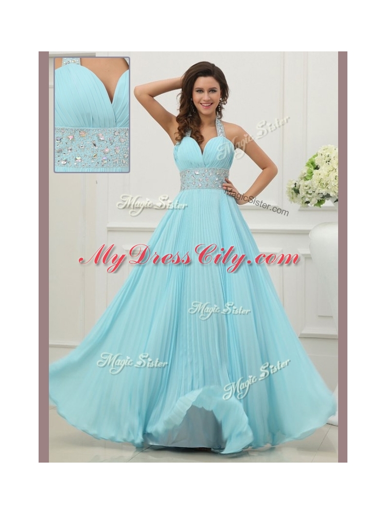 Fashionable Halter Top Prom Dress with Beading and Paillette