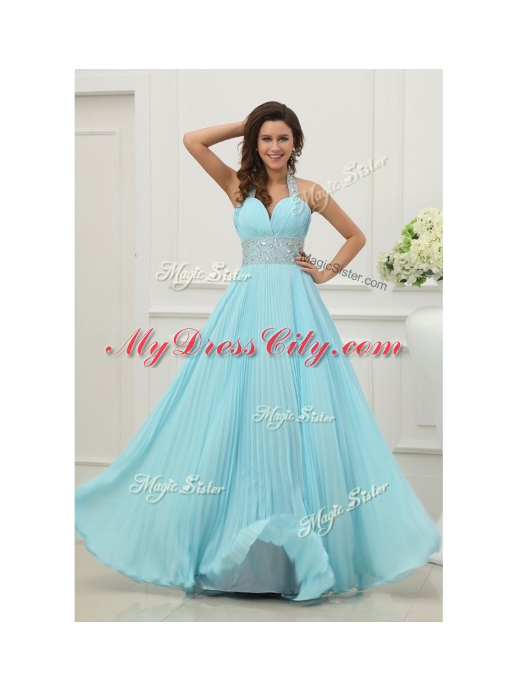 Fashionable Halter Top Prom Dress with Beading and Paillette