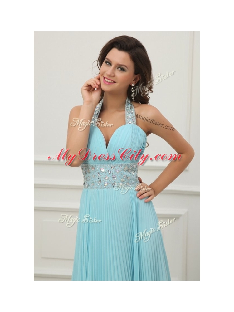 Fashionable Halter Top Prom Dress with Beading and Paillette