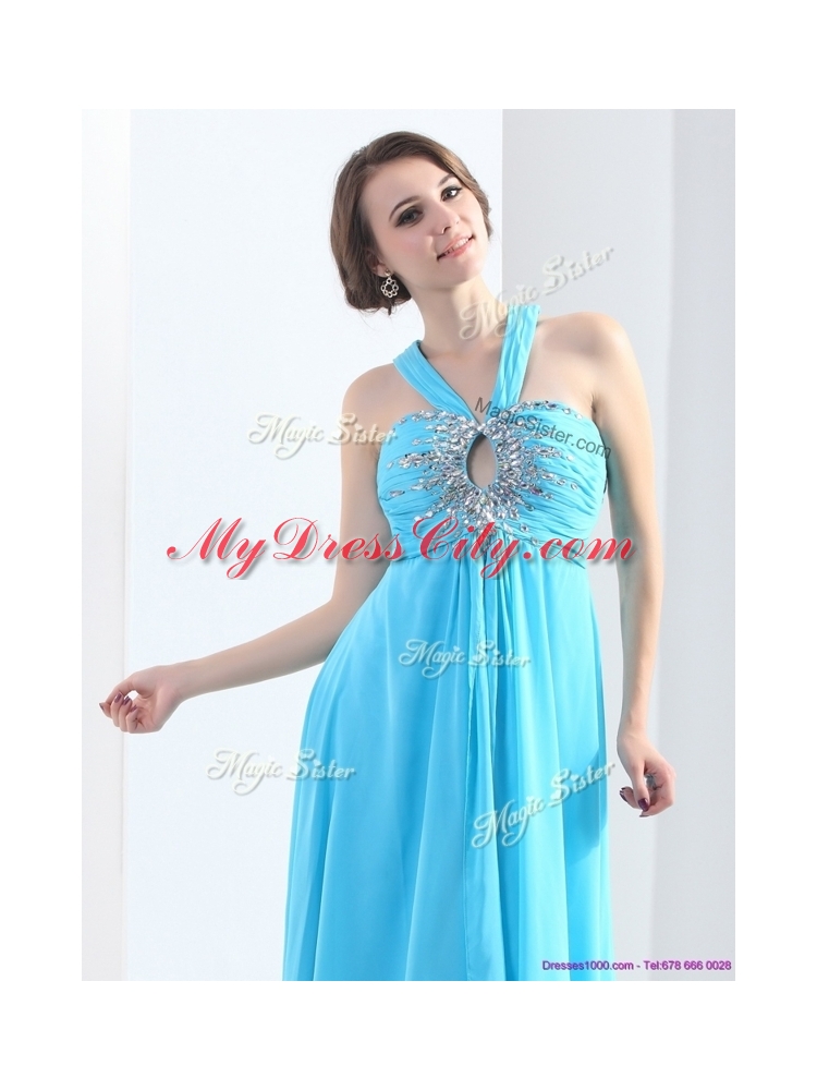 Beautiful  Halter Top Criss Cross Prom Dresses with Beading