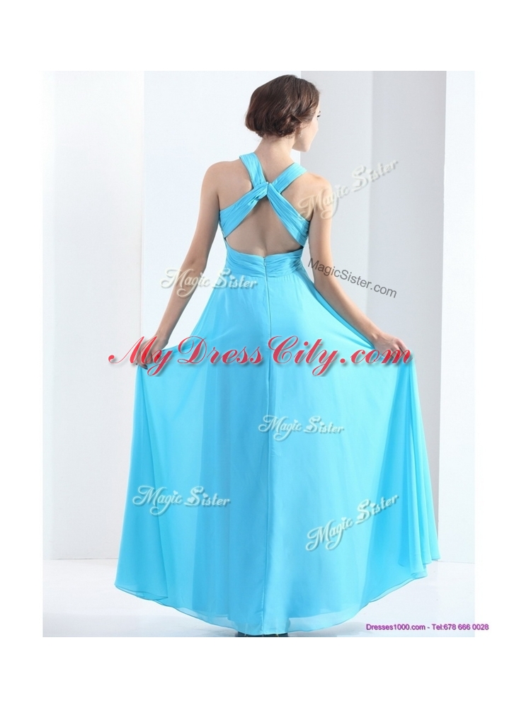 Beautiful  Halter Top Criss Cross Prom Dresses with Beading