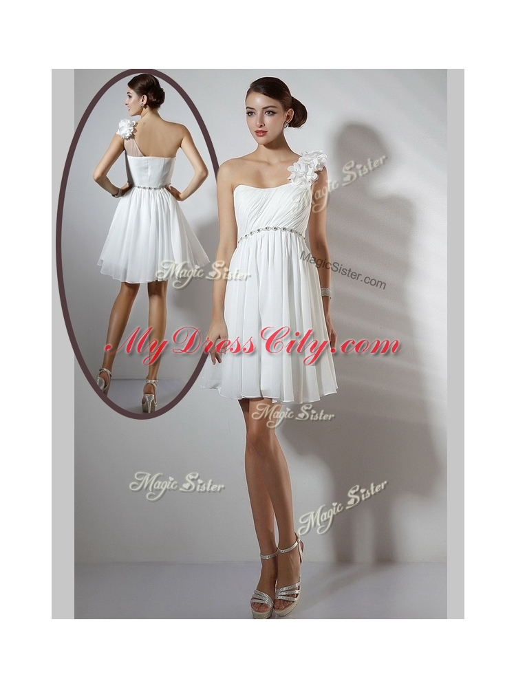 Beautiful One Shoulder Short Prom Dresses in White