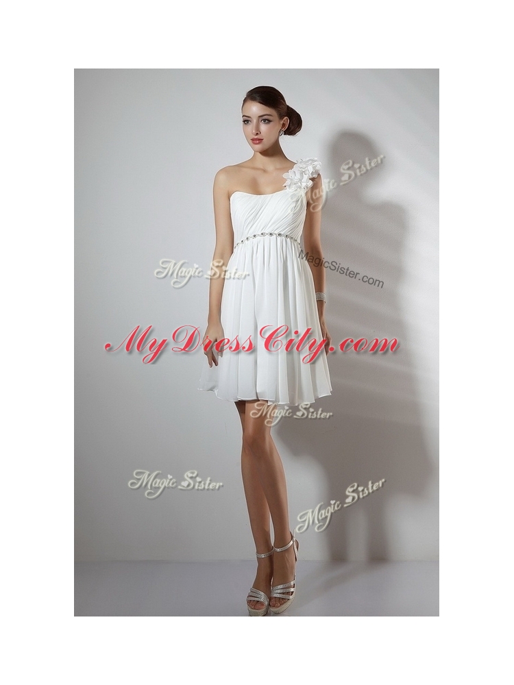 Beautiful One Shoulder Short Prom Dresses in White