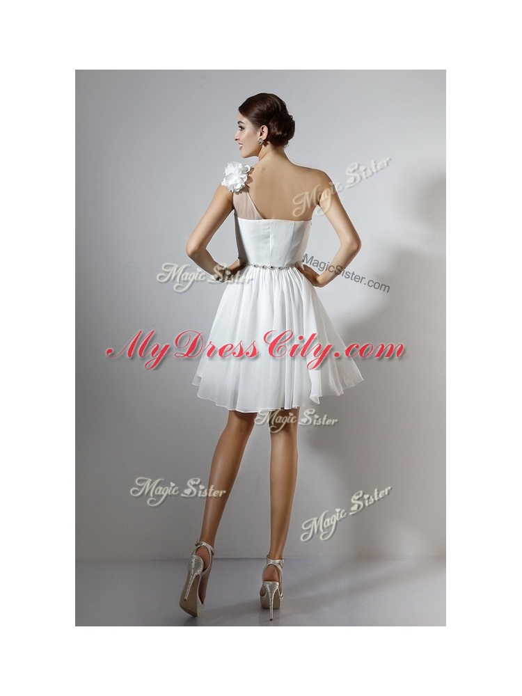 Beautiful One Shoulder Short Prom Dresses in White