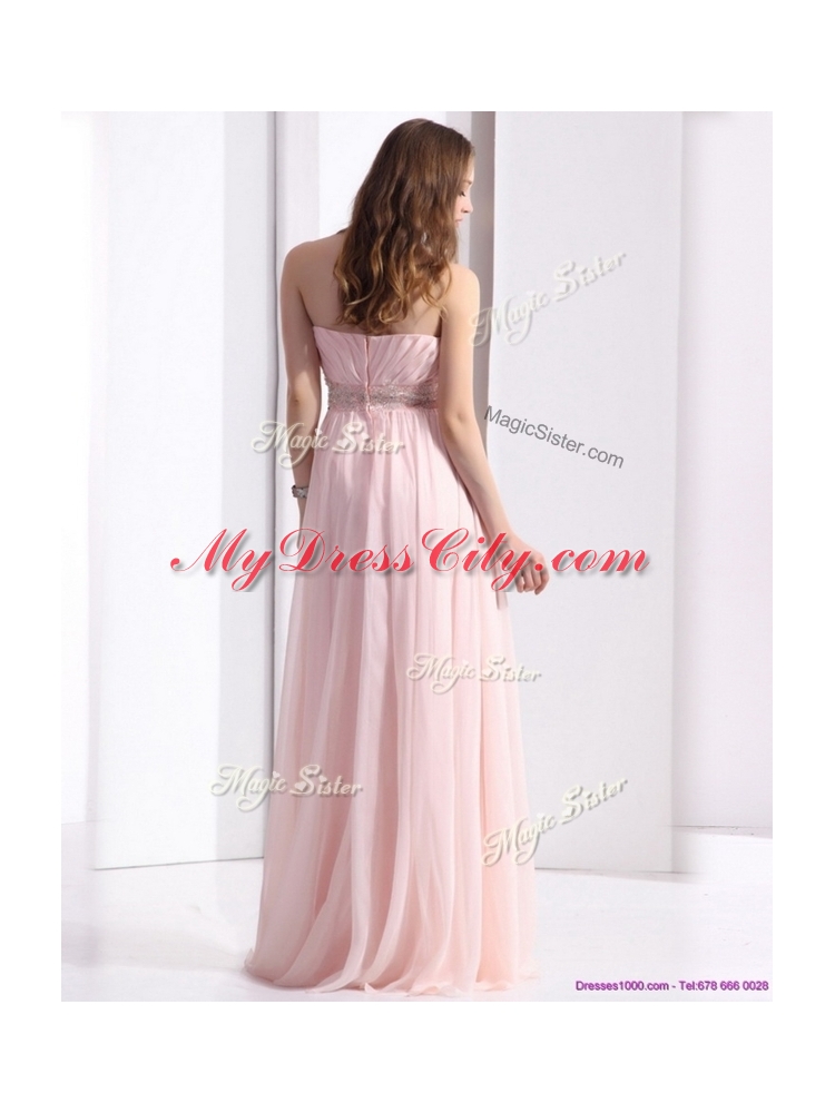 Beautiful Strapless Beading Long Prom Dresses in Baby Pink